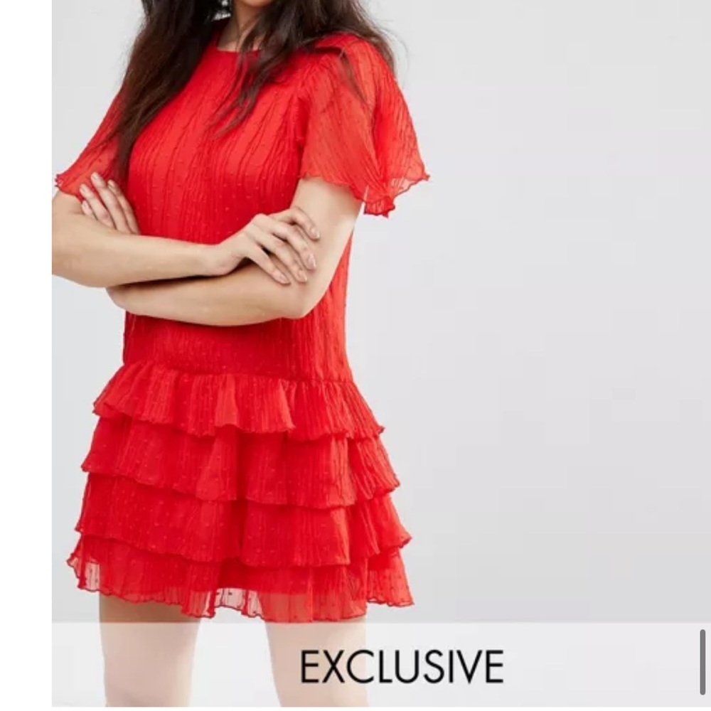 Red shirt sleeve dress